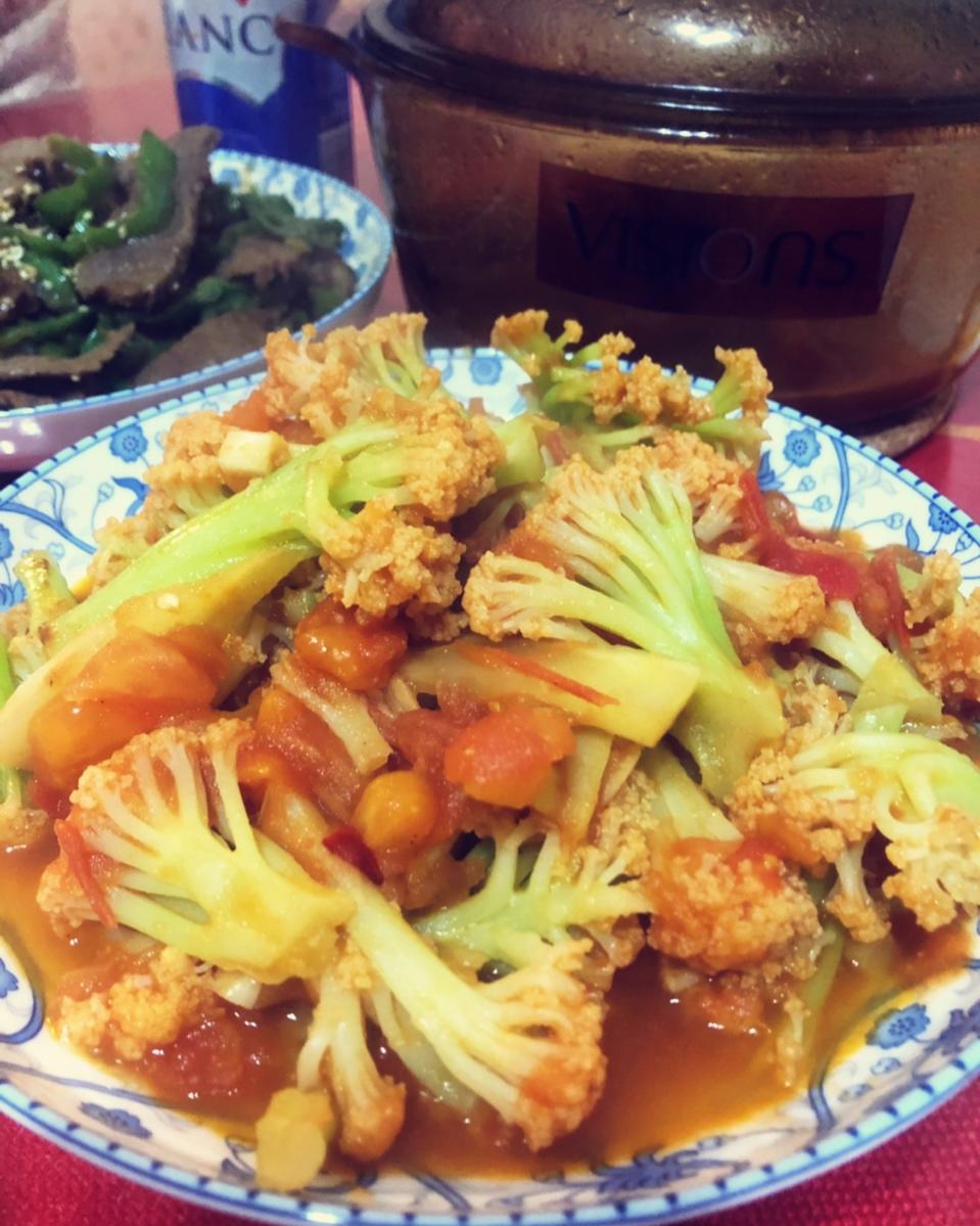有机花菜炒西红柿
