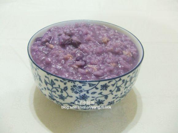 紫薯肉末粥的做法