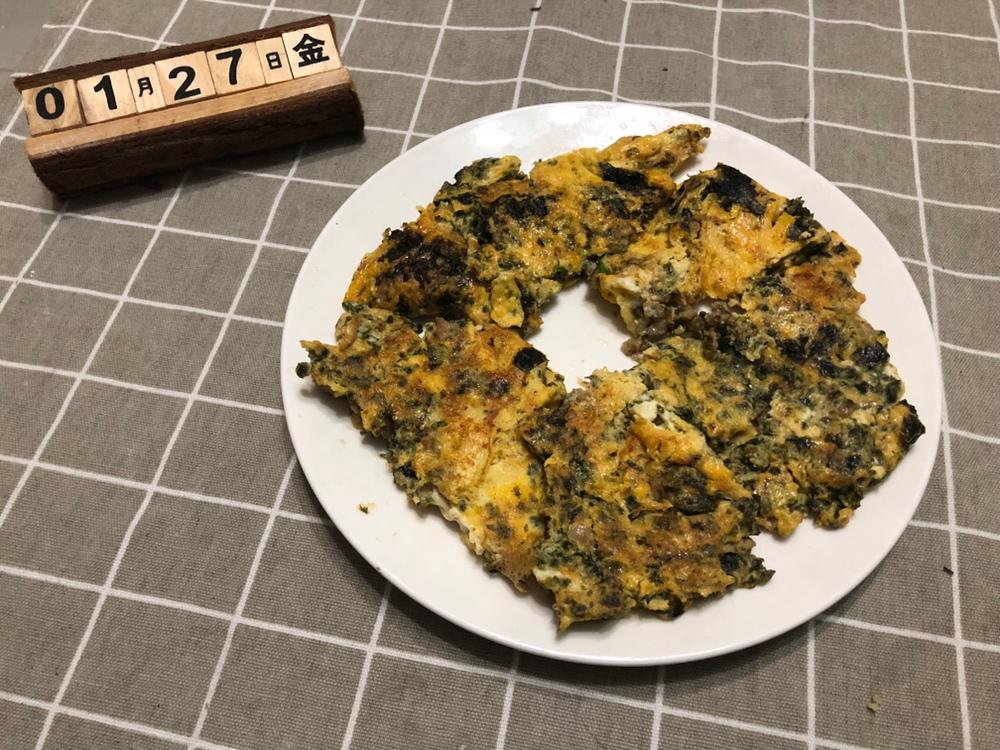 一颗柚子皮做的紫菜煎蛋饼