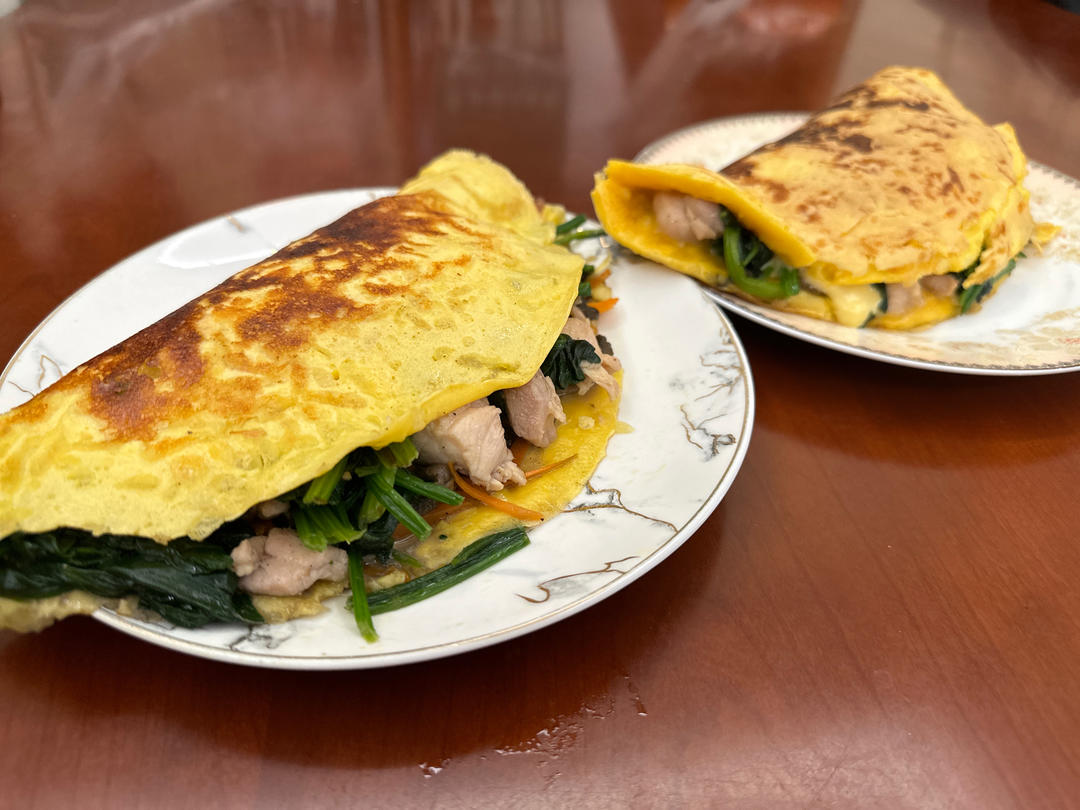 低碳能量早餐｜菠菜口蘑芝士蛋饼🌮