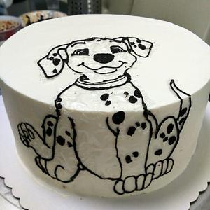 斑点狗手绘蛋糕（糯米纸转印）的做法 步骤4