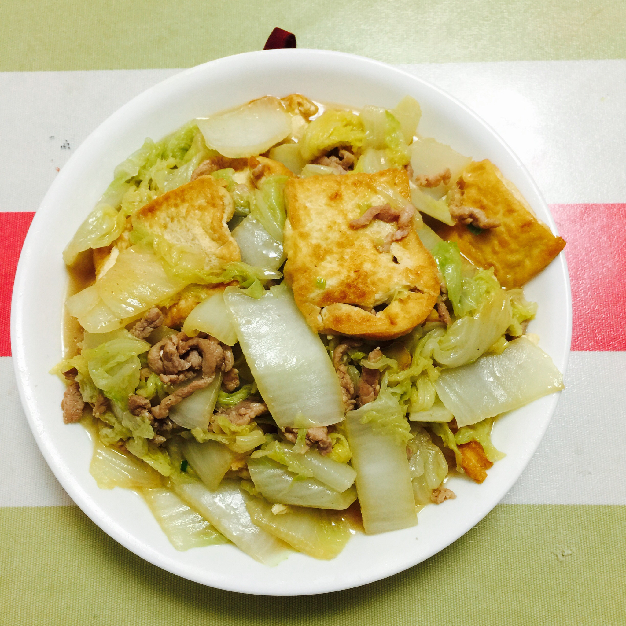 家常白菜煎豆腐