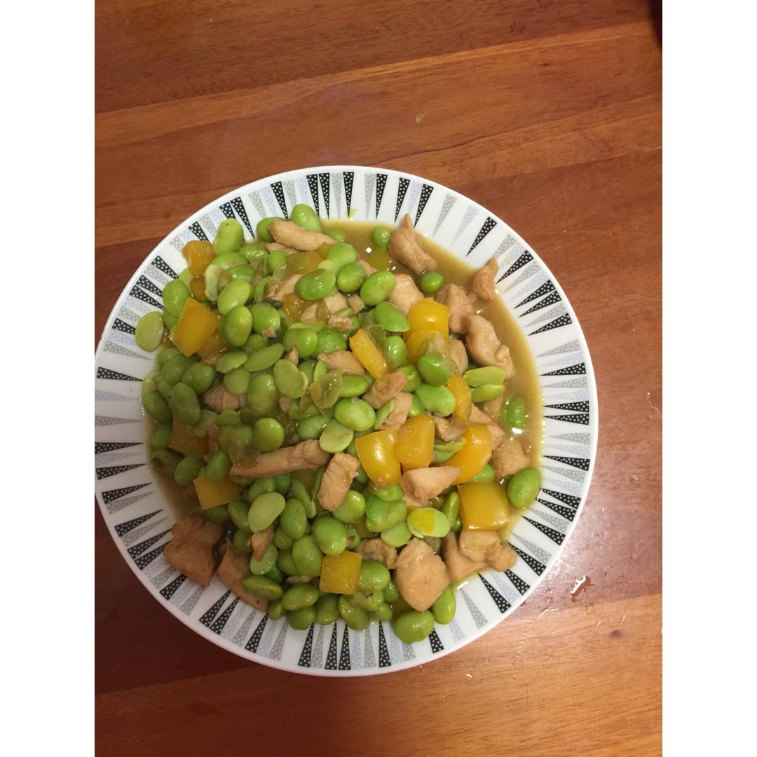 毛豆炒鸡丁