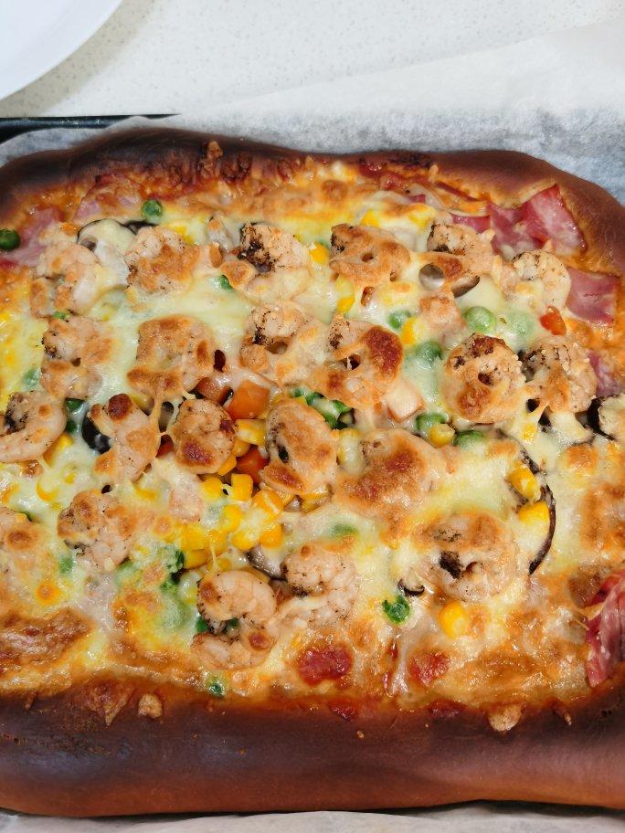 鲜虾🍤培根披萨🍕“内附敲好吃的饼皮做法”