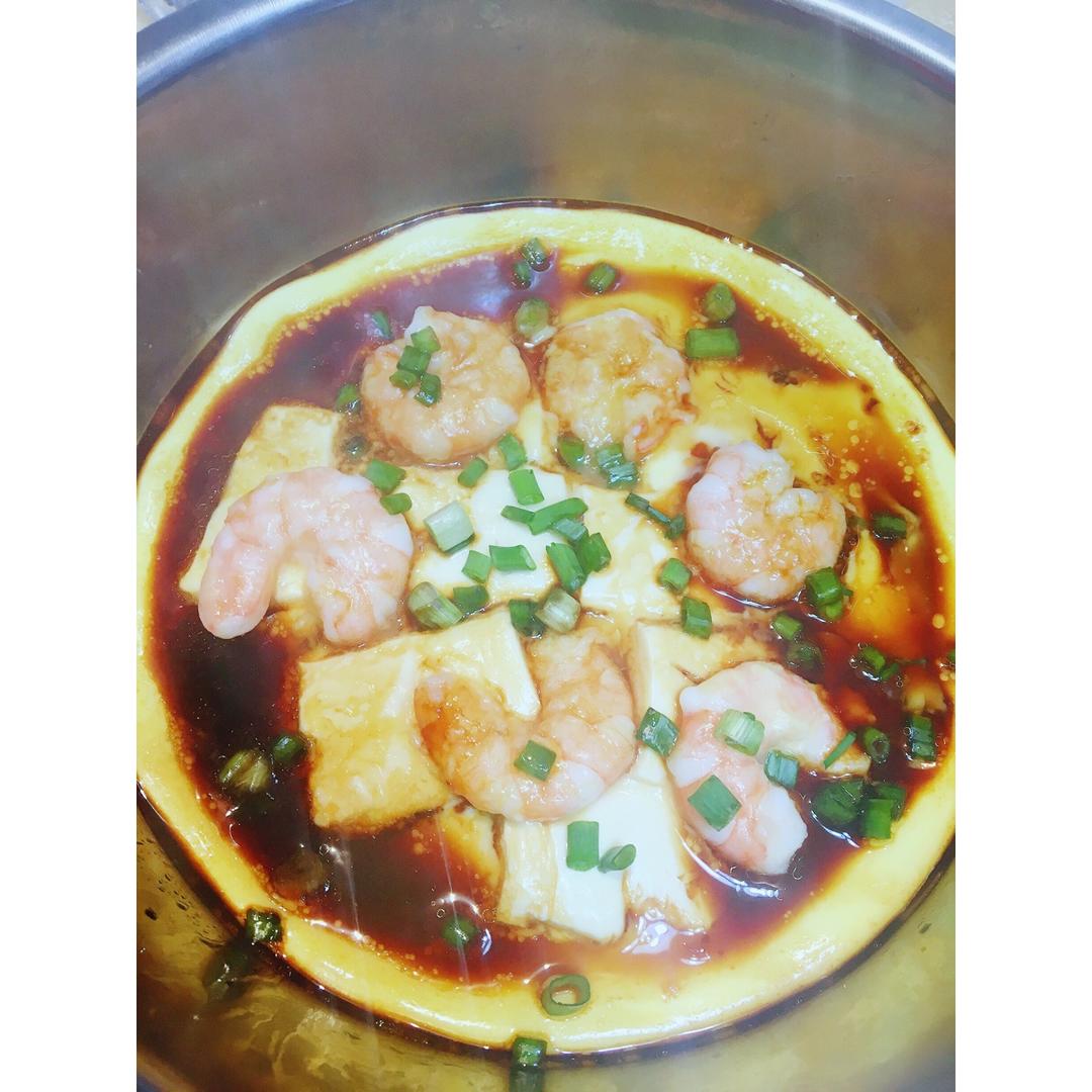 虾仁豆腐蒸水蛋