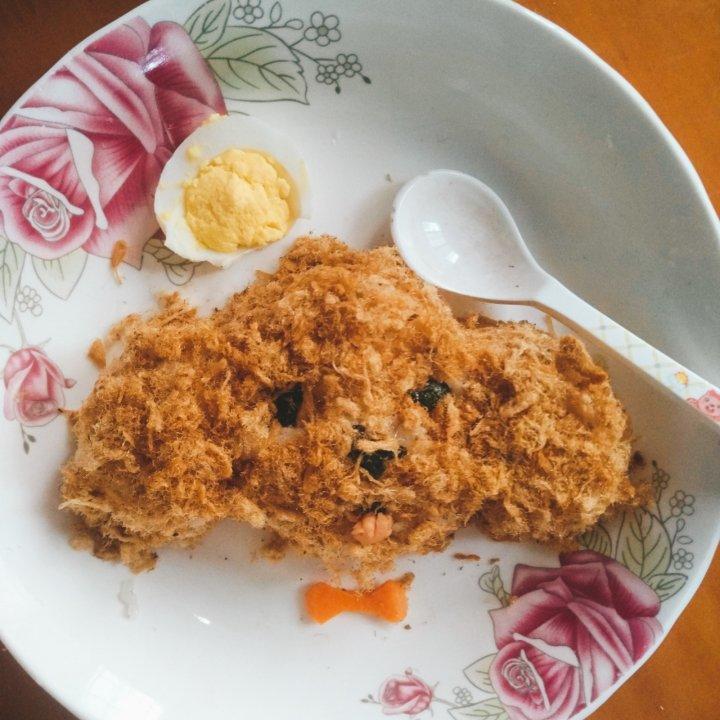 哄娃人气早餐【咸蛋黄肉松饭团】泰迪版-每天都是六一节