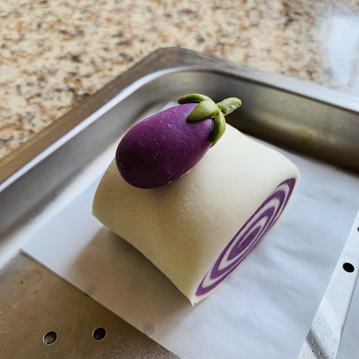 紫薯馒头卡通双色馒头卷花样馒头的做法 步骤10