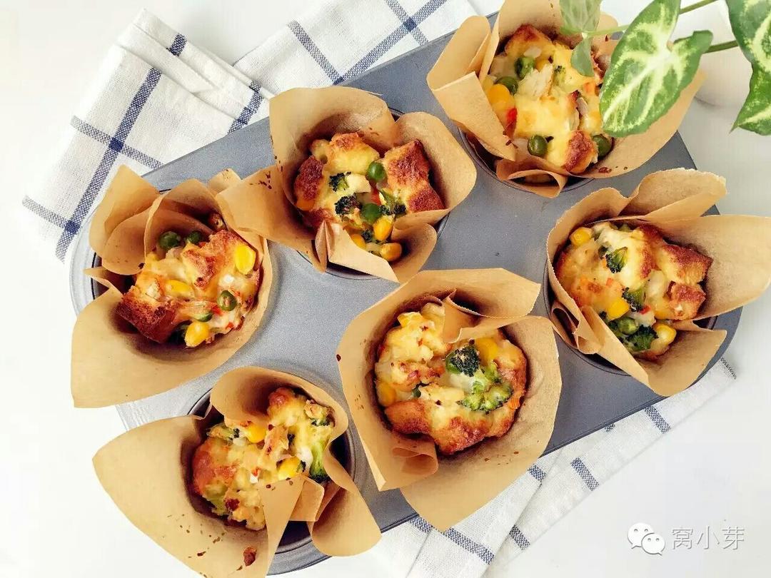 宝宝辅食：什锦咸味早餐面包玛芬，简单营养又美味！18M+的做法