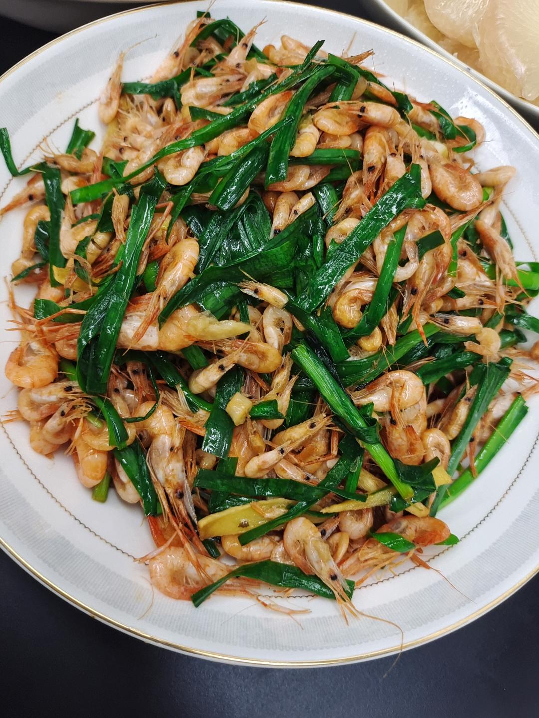 河虾炒韭菜