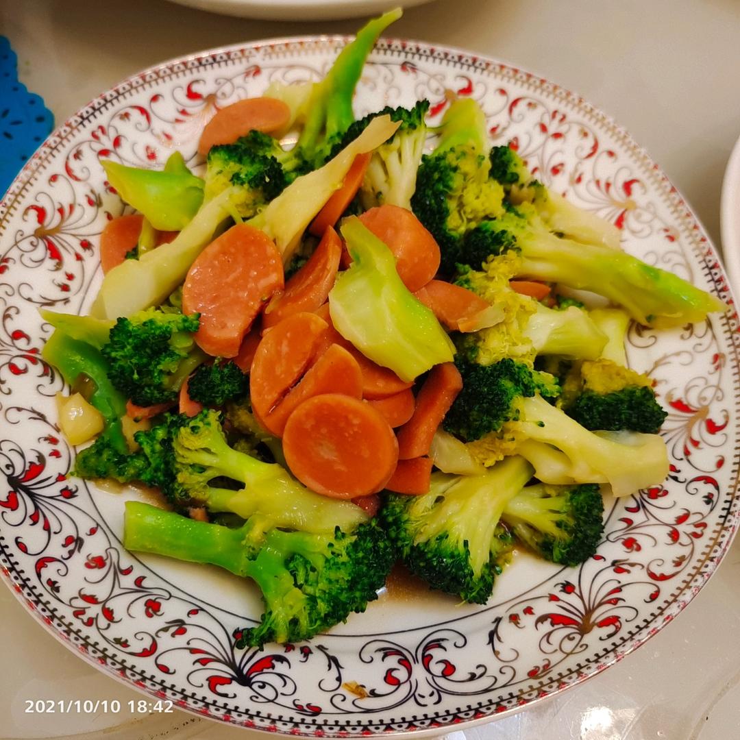 吃不胖的西兰花木耳炒火腿~~~美味、减脂、补充蛋白