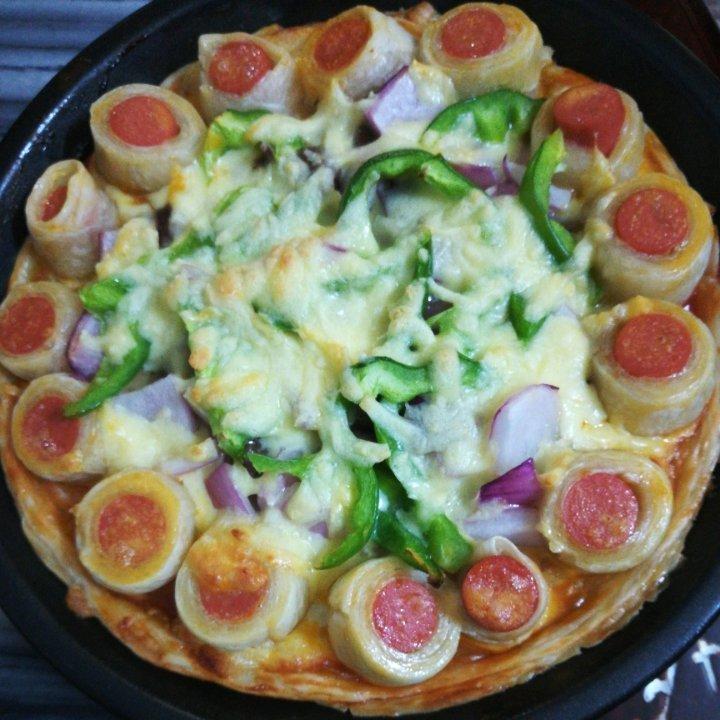 2张手抓饼皮搞定1个披萨——奥尔良鸡肉披萨