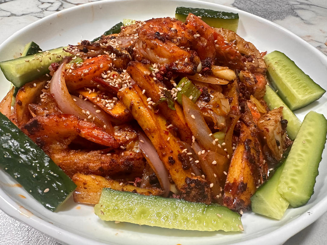 干锅土豆虾