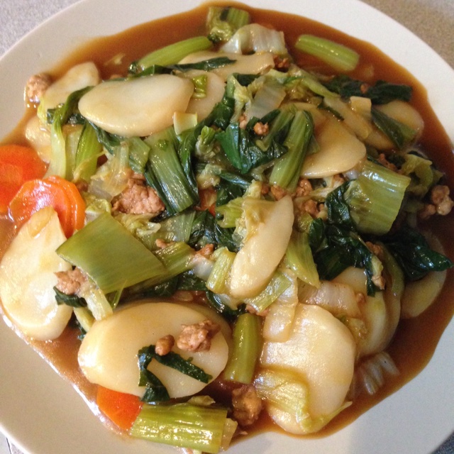 白菜肉丝炒年糕