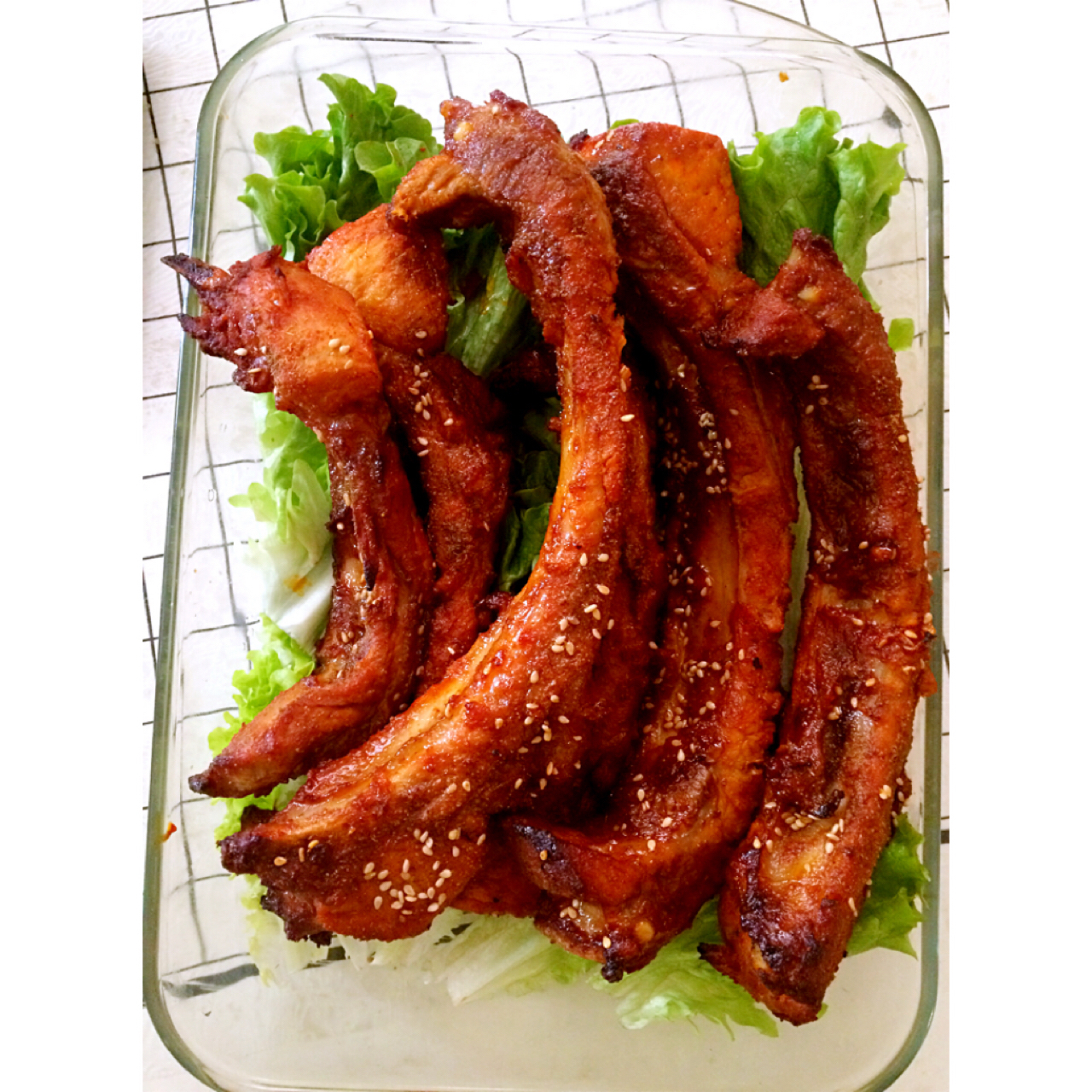 朴荷做的奥尔良风味烤大排