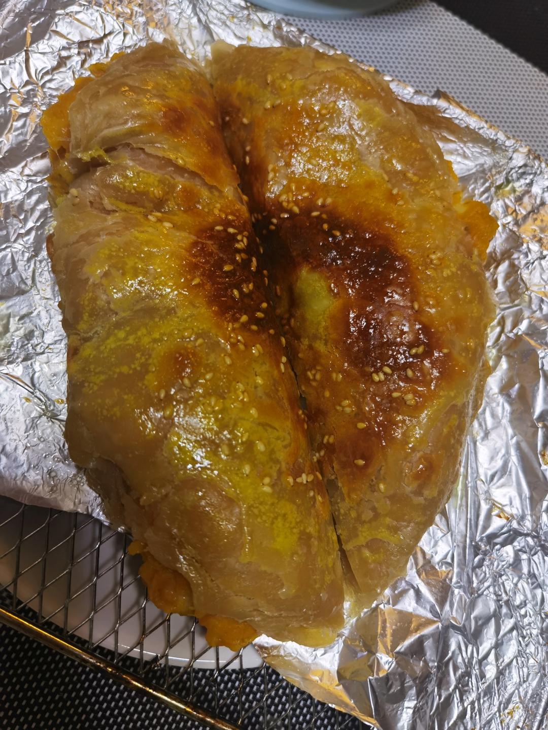 手抓饼新吃法🔥芝士爆浆红薯饼🍠外酥里软