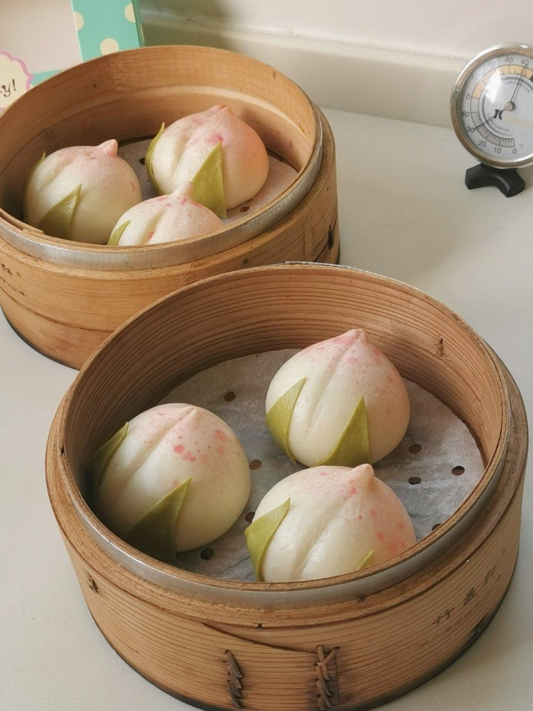 发酵面团-用一根筷子做寿桃包