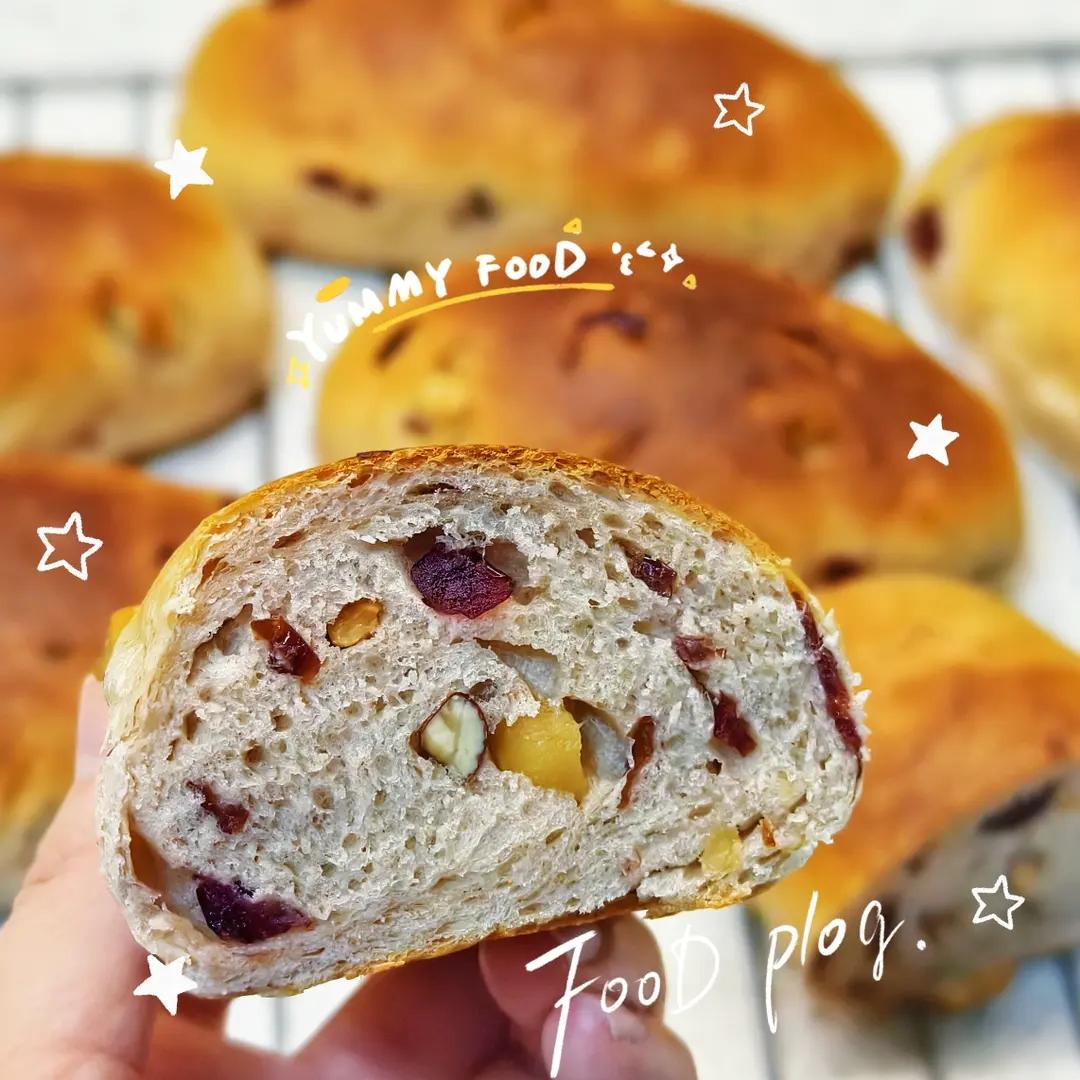 完美复刻桃李蔓越莓核桃软欧包，低甜度更好吃！