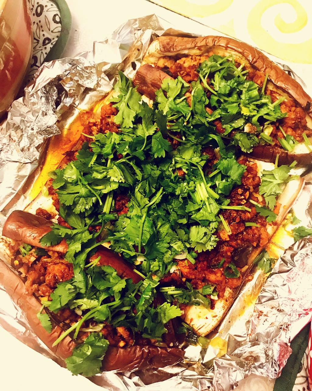 【微波炉烤茄子】