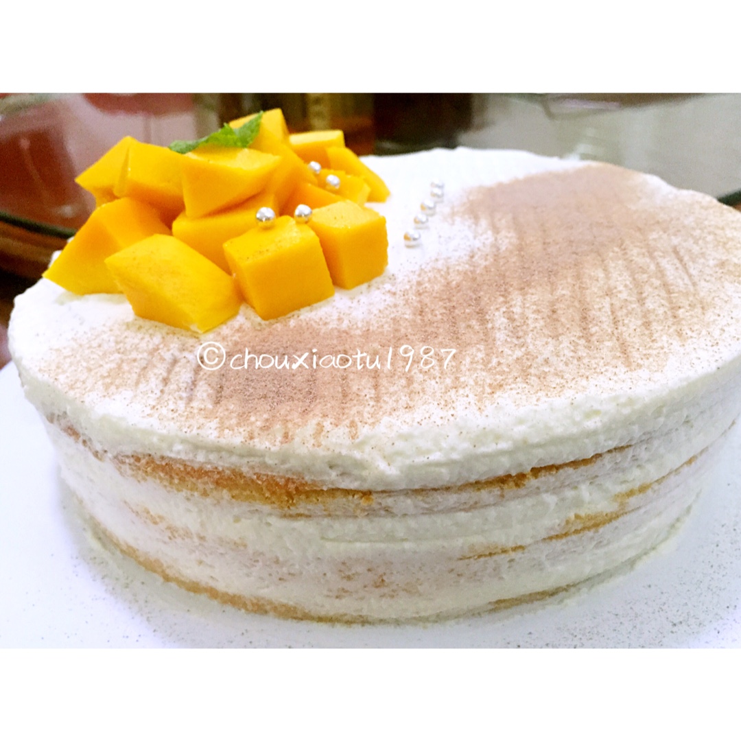 【零失败】不会裱花没关系的水果裸蛋糕 芒果裸蛋糕 完美戚风胚