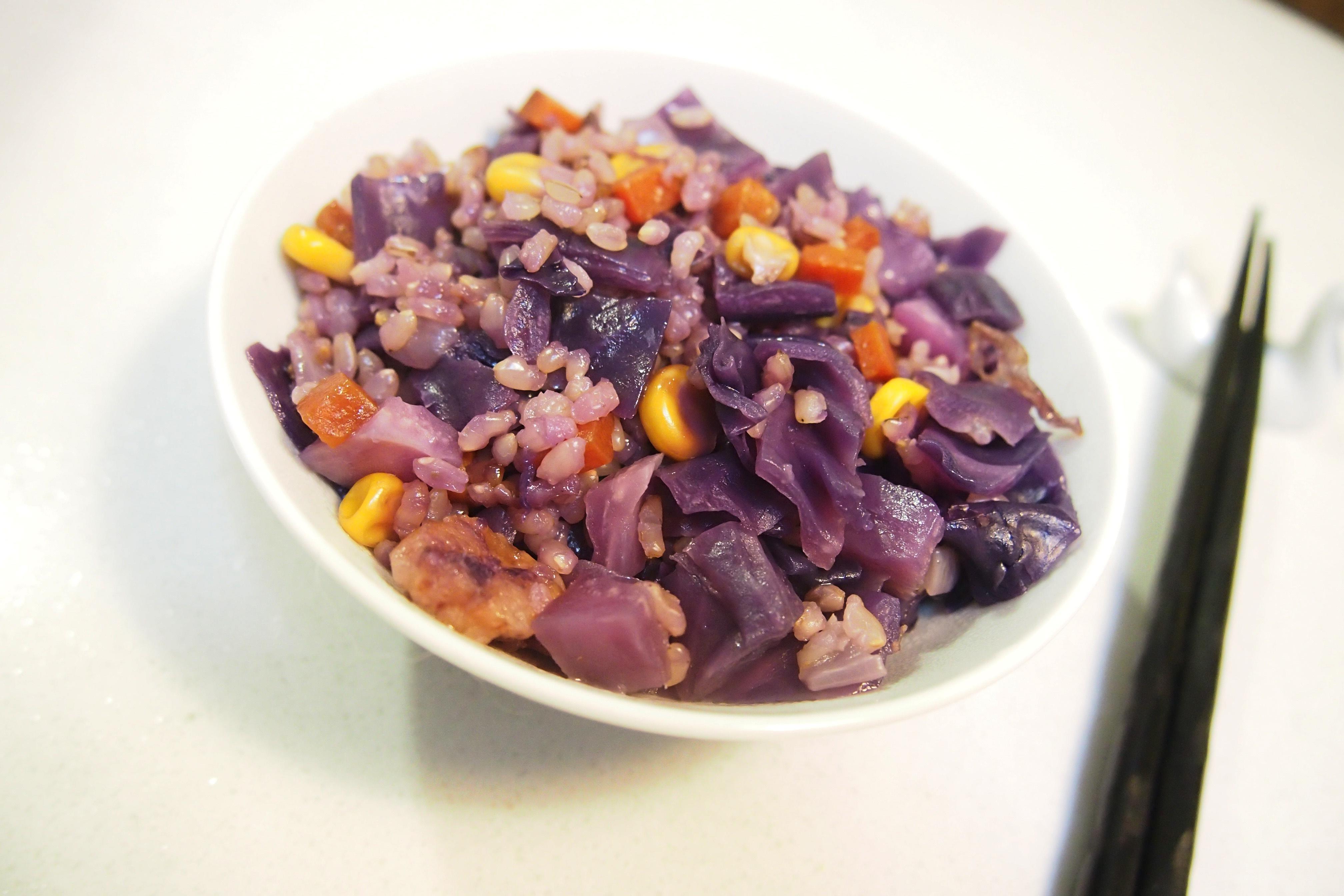紫甘蓝糙米饭（电饭锅版）