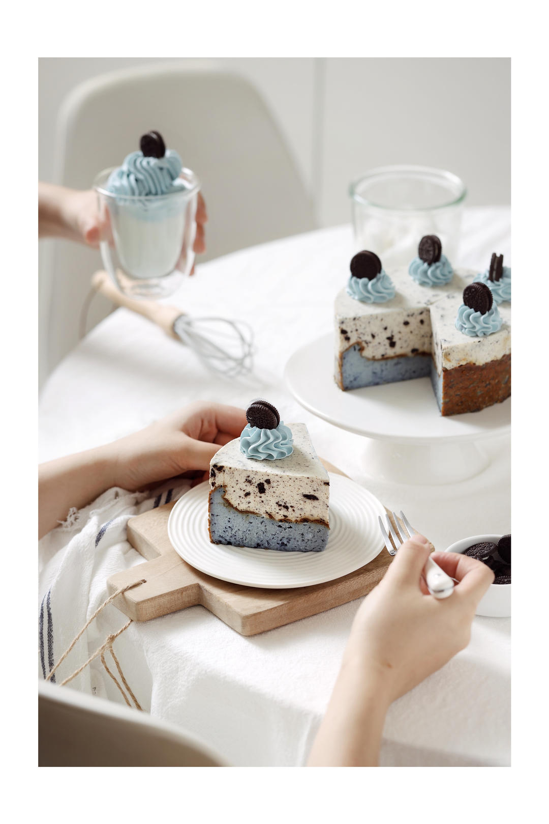 蝶豆花奥利奥巴斯克芝士蛋糕