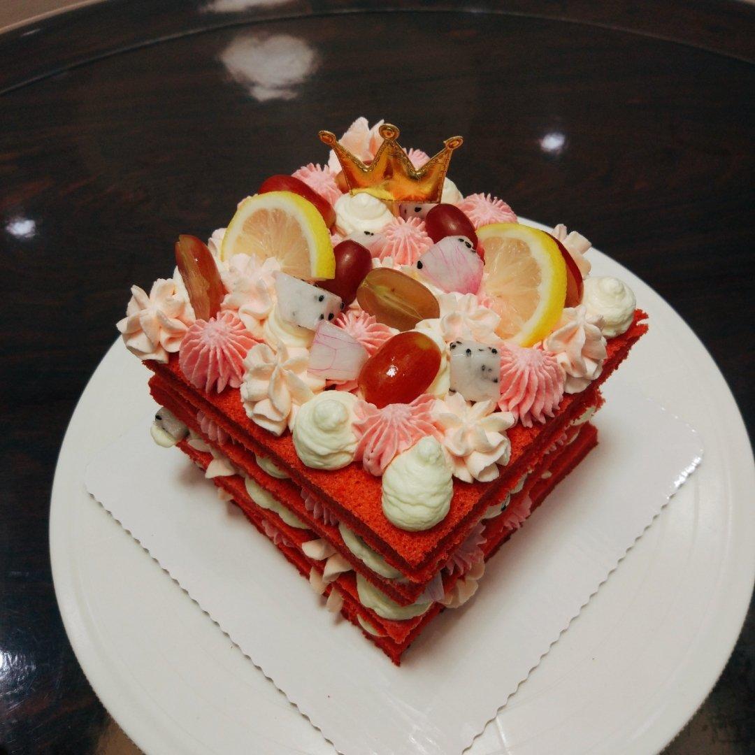 红丝绒圣诞生日蛋糕（戚风蛋糕胚）