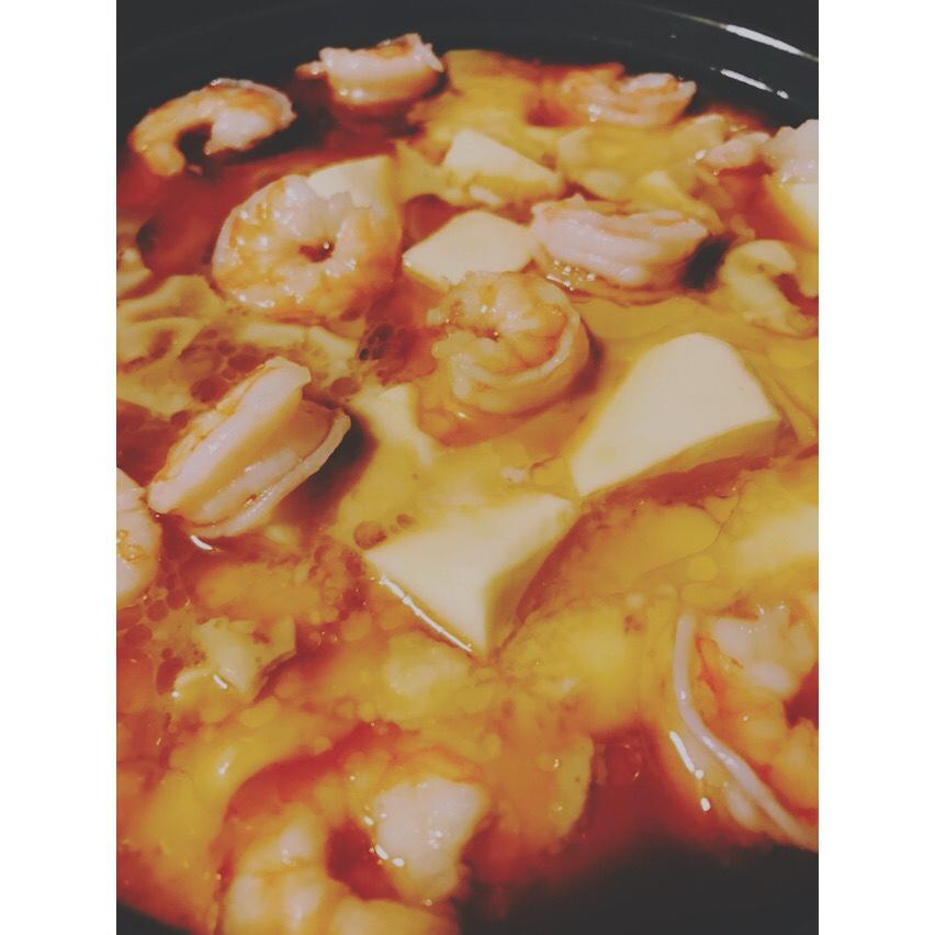 虾仁豆腐蒸水蛋