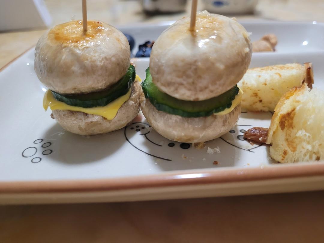 低脂低卡超美味😍口蘑虾滑小汉堡🍔