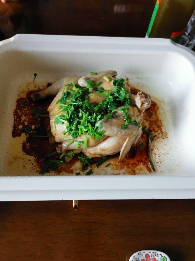 无水葱油童子鸡一一转自微博菜谱（Le Creuset铸铁炖锅）