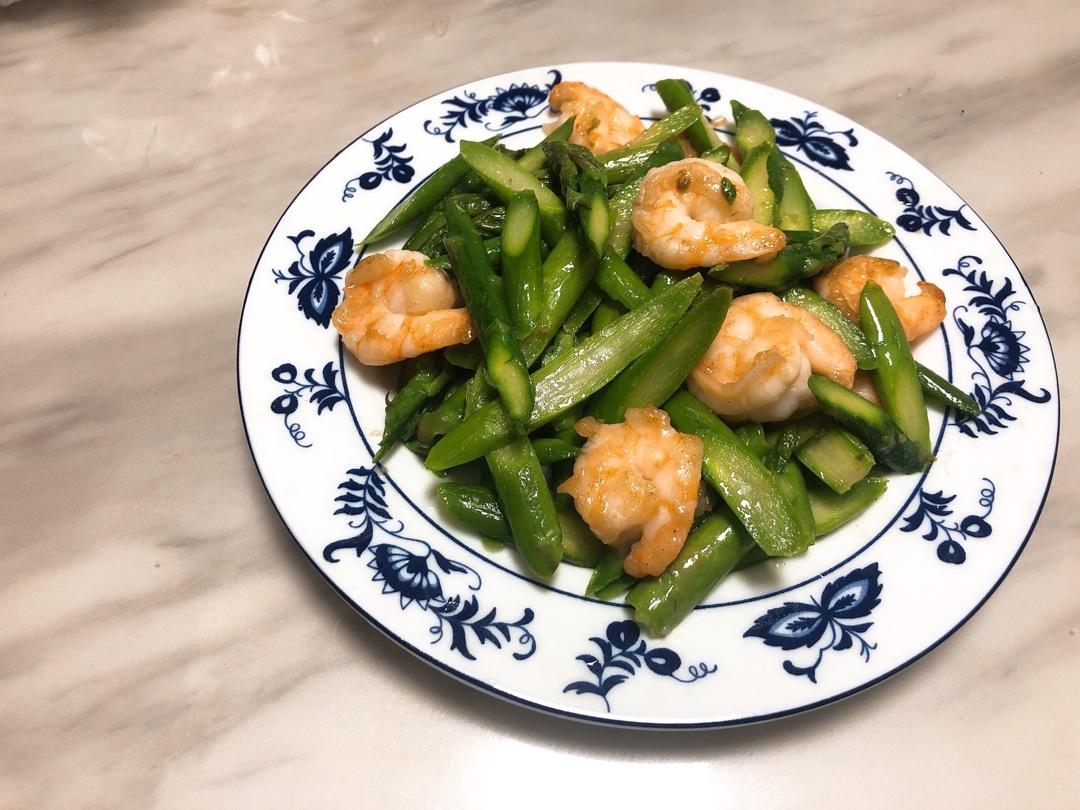 清炒芦笋虾仁