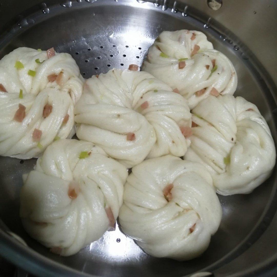 花卷 葱花火腿卷 香软可口(‼️一次发酵法 内附三种花卷整形做法)