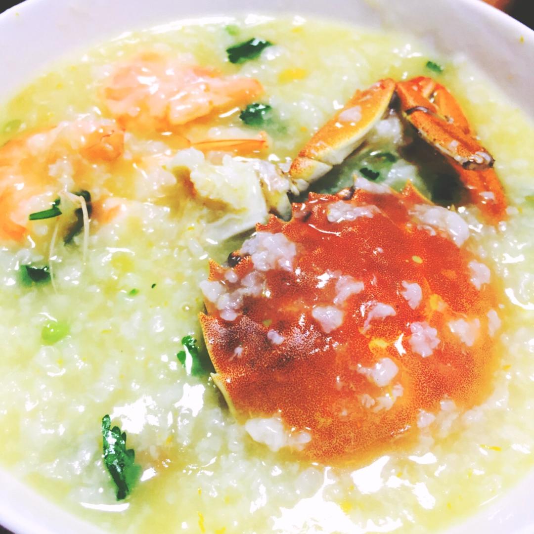 柠檬黄405做的潮汕虾蟹砂锅粥