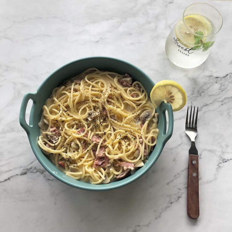 白蘑菇奶油培根意面