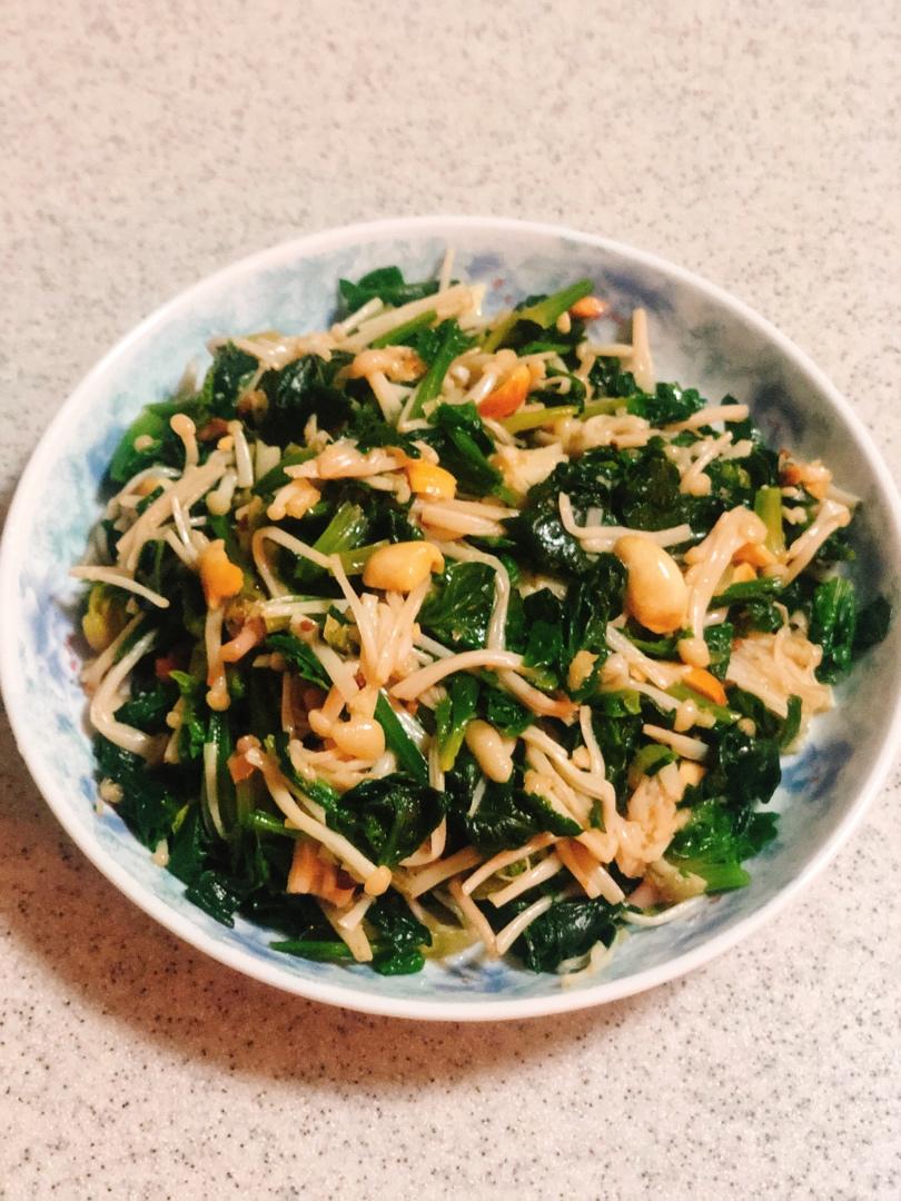 凉拌菠菜金针菇