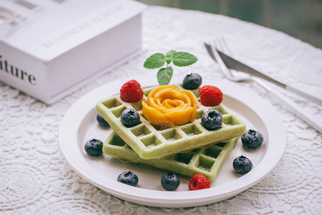 超快手斑斓粉华夫饼（早餐机版）的做法