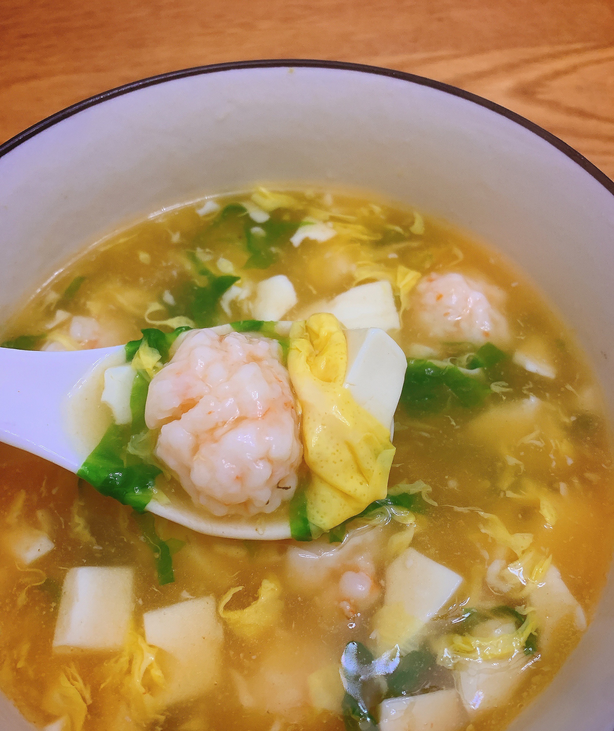豆腐虾滑鸡蛋汤