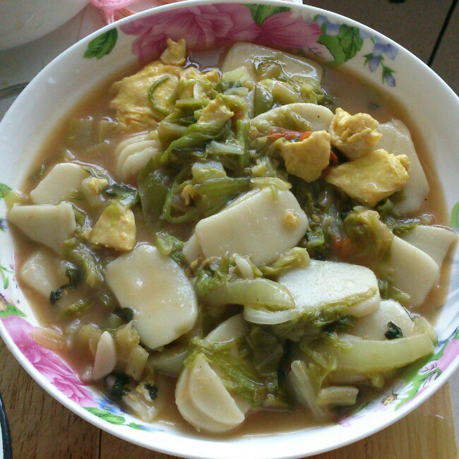 杂蔬鸡蛋炒年糕