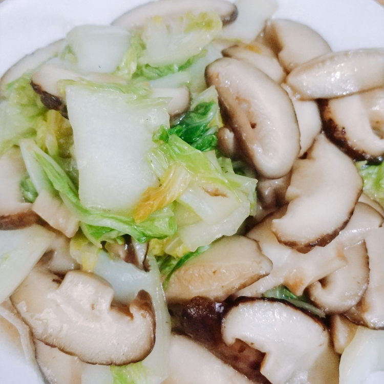 素食主义♨香菇炒黄白菜
