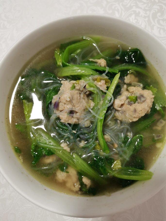 小白菜丸子汤