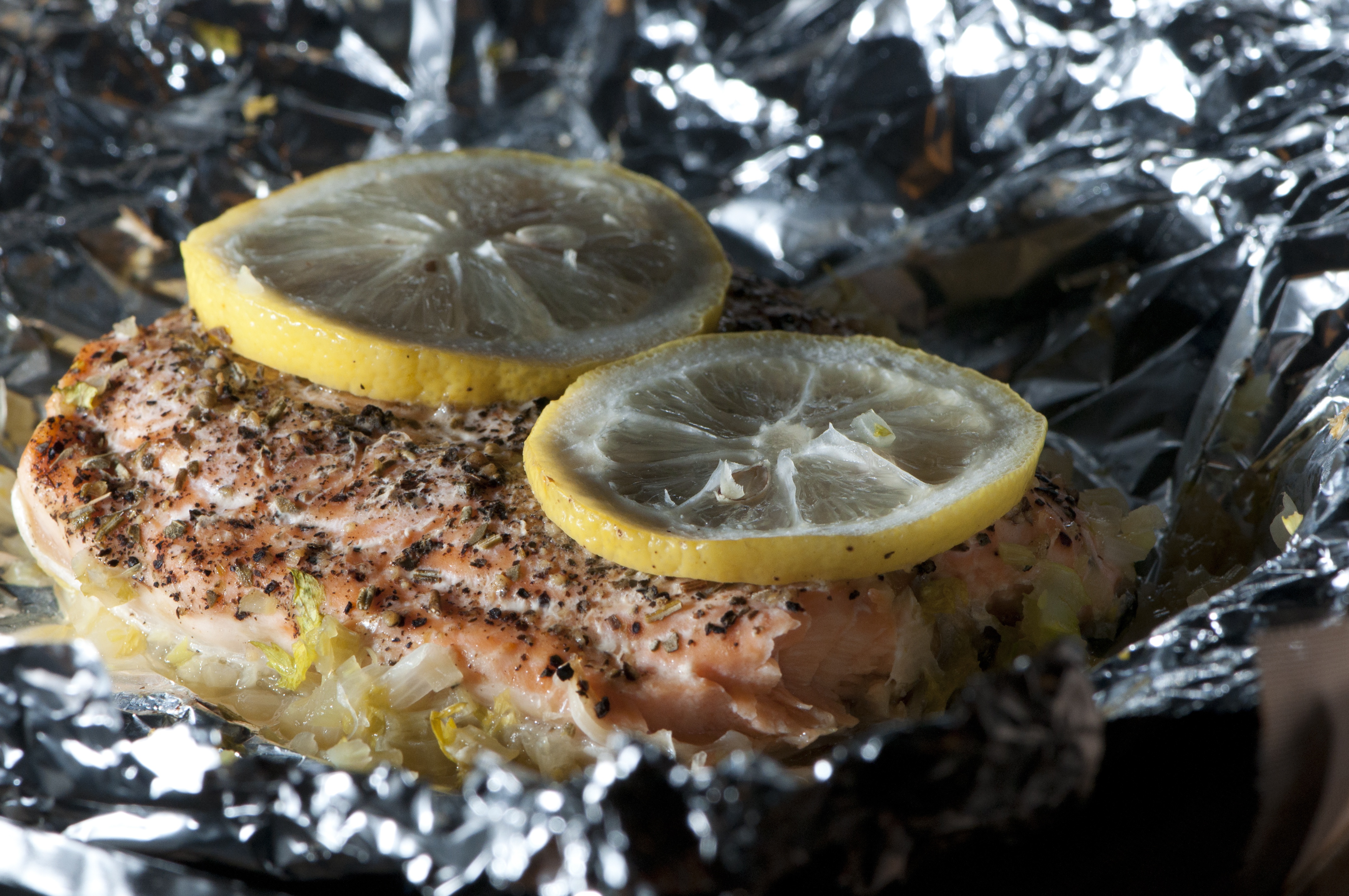 香烤三文鱼&小米--baked salmon and couscous