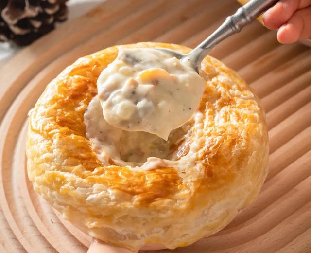 【酥皮奶油蘑菇汤】西餐厅招牌,手抓饼版,快手简单的做法