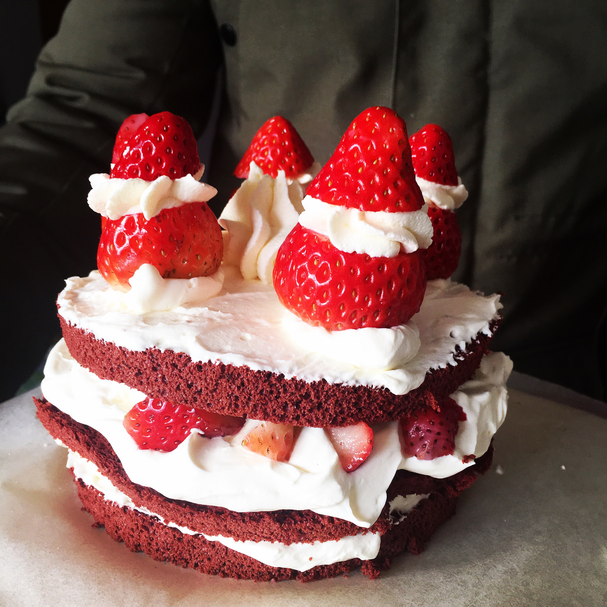 圣诞草莓雪人 红丝绒戚风裸蛋糕