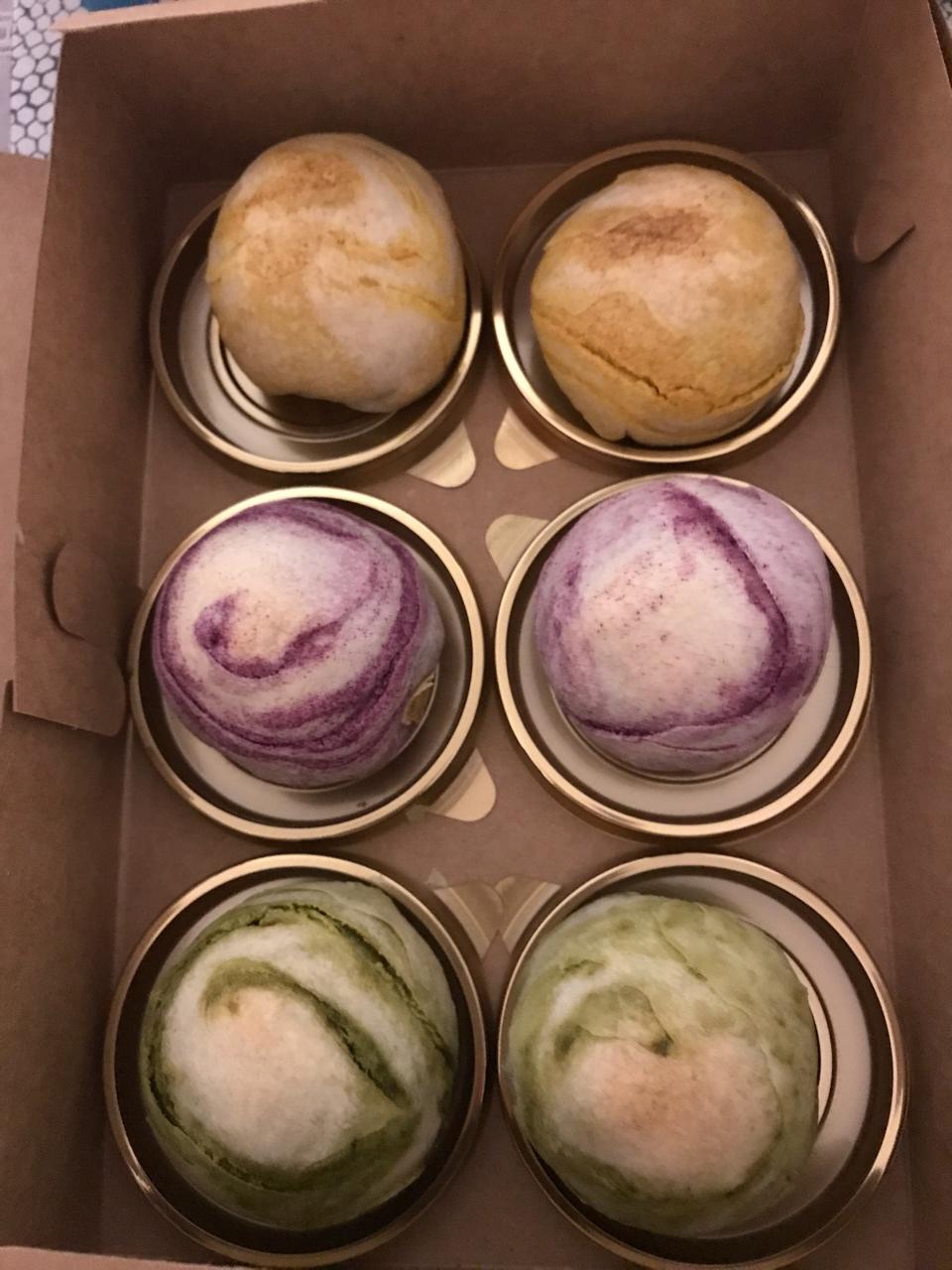 蛋黄酥~紫薯、抹茶、原味~花好月圆，中秋快乐~内附一次做六色蛋黄酥方法~