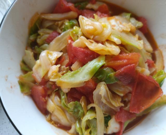 西红柿包菜的做法