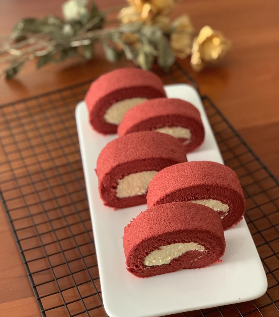 冰活色生香做的红丝绒蛋糕卷超详细