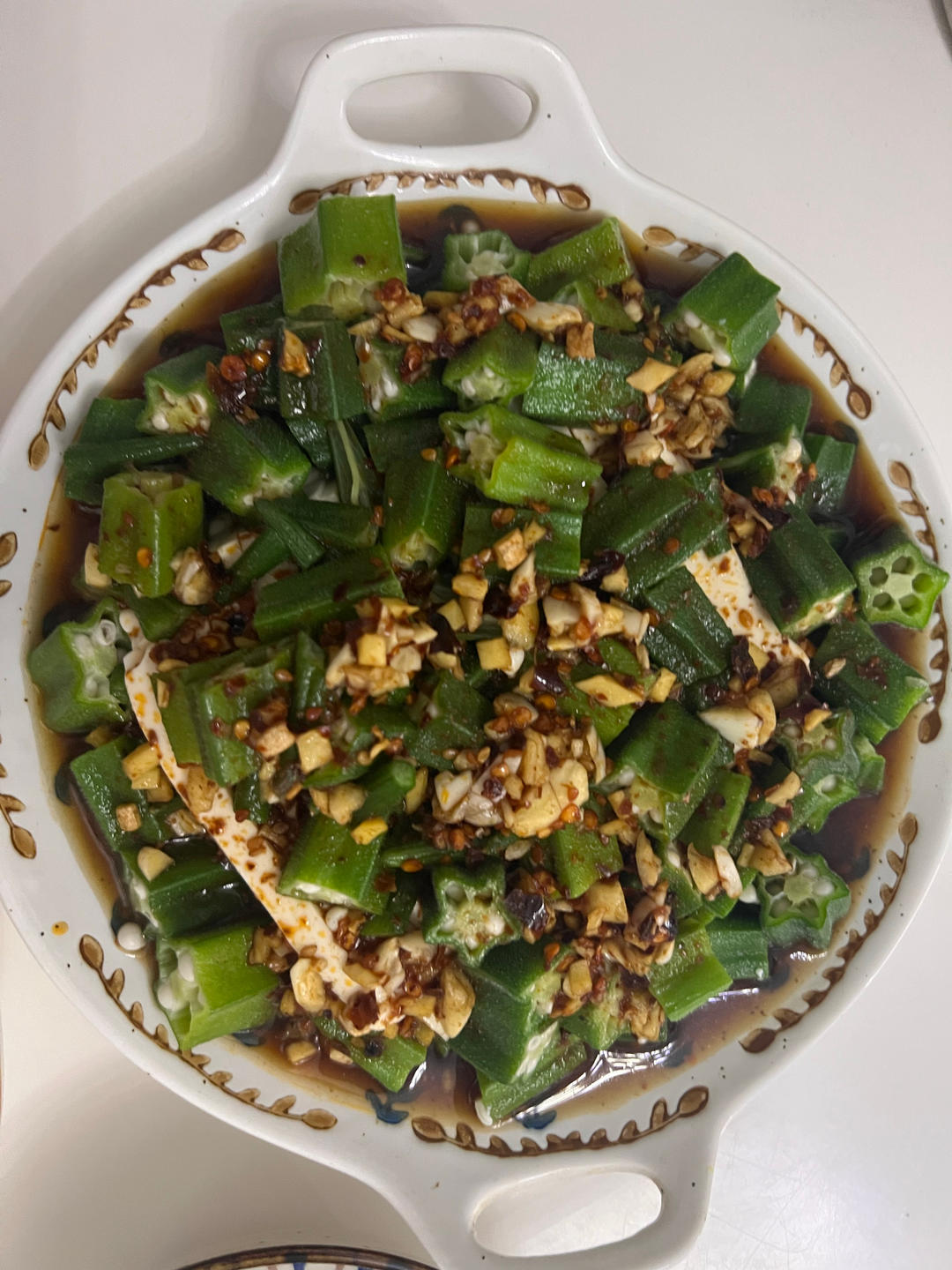 油淋秋葵嫩豆腐