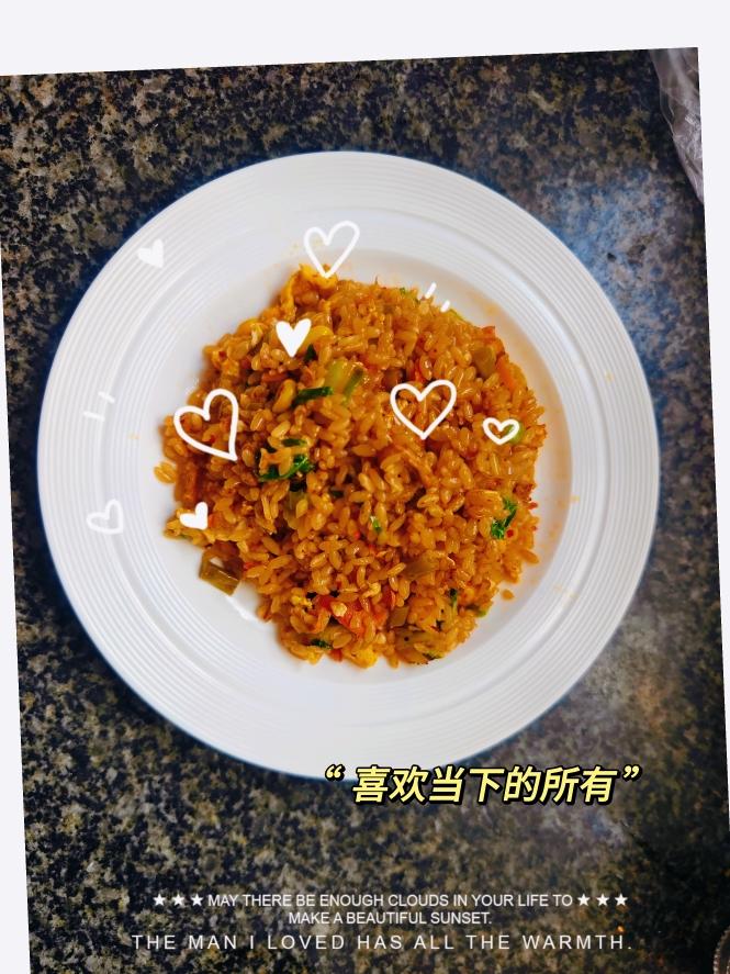 酸豆角肉沫蛋炒饭