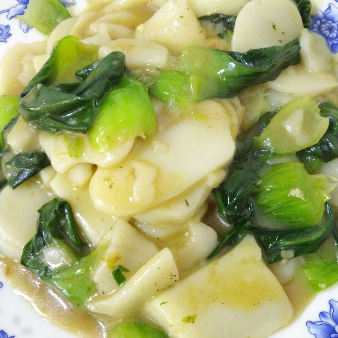 家的味道：青菜肉丝年糕汤