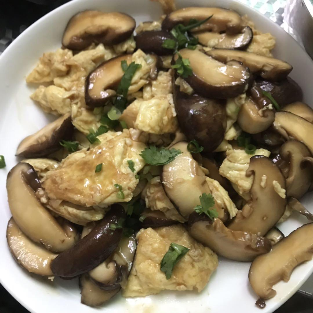 铝饭盒里的香菇炒鸡蛋