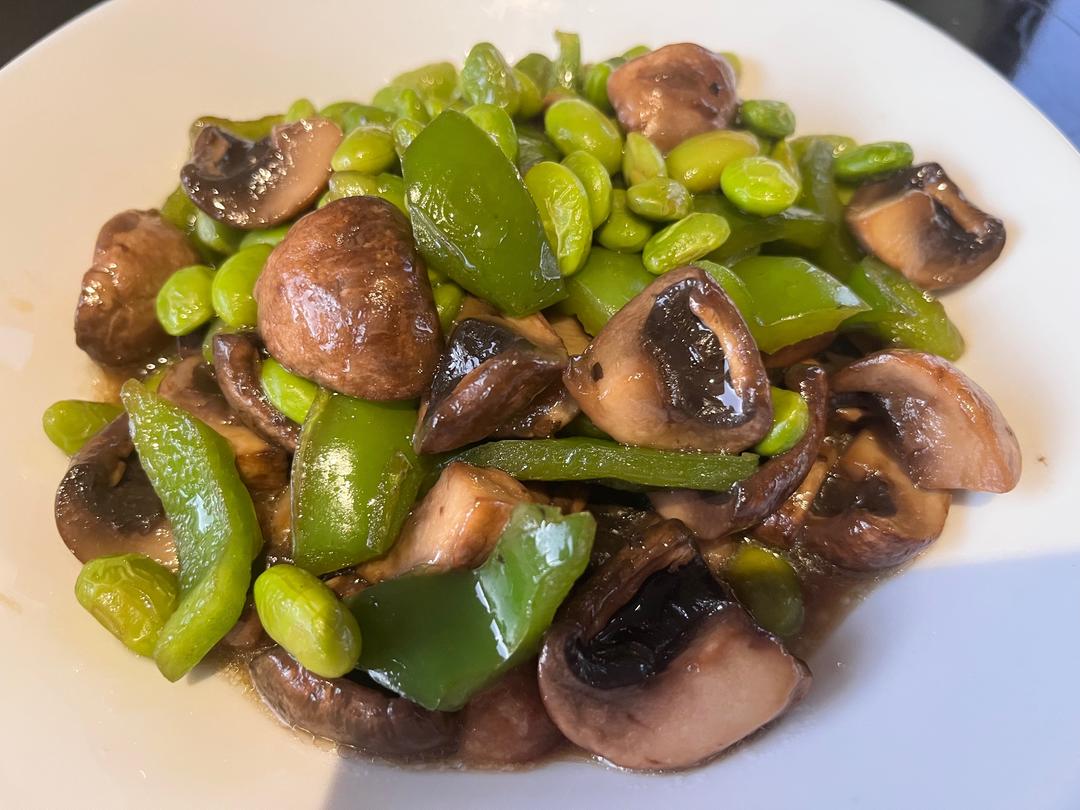 蘑菇炒毛豆